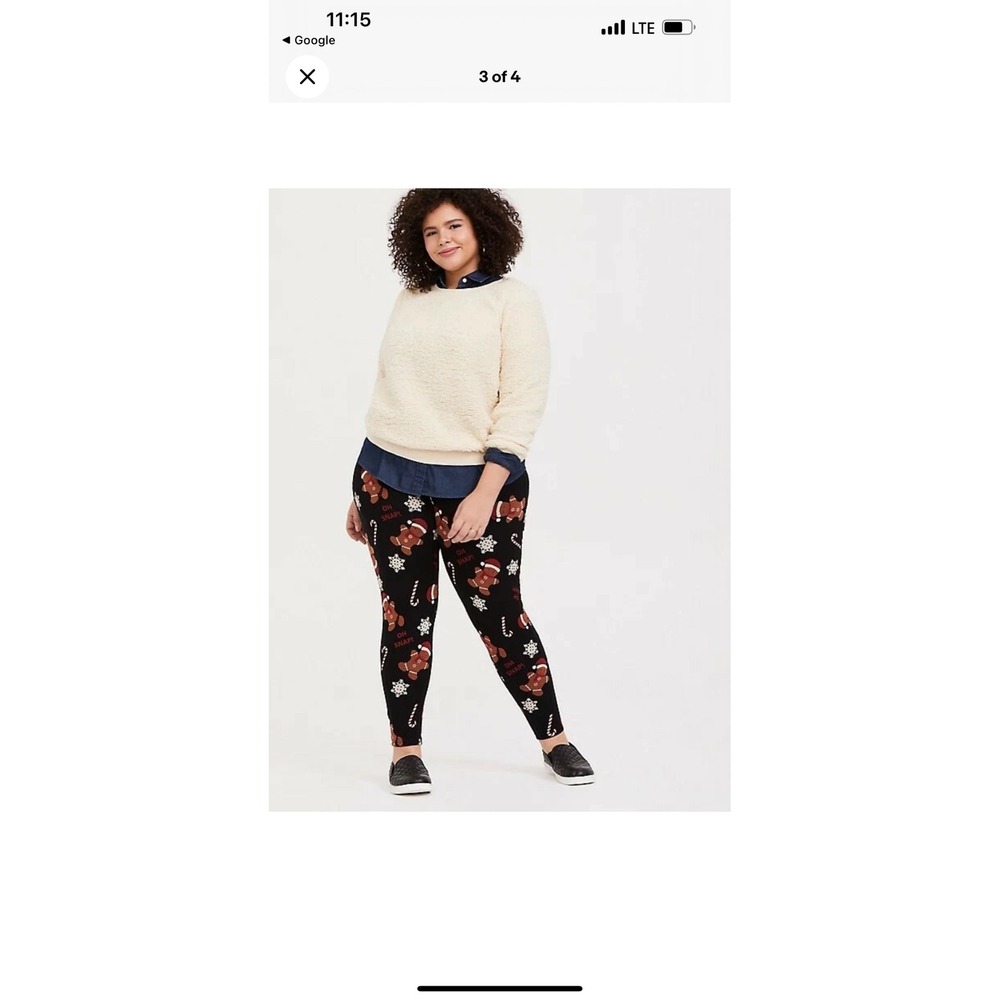 Torrid Black Oh Snap Gingerbread Christmas Holiday Leggings Plus Size - Picture 2 of 7